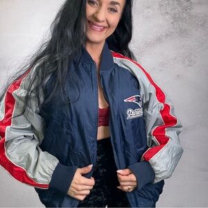 NFL Blue and Gray Varsity Jacket with Ribbed Cuffs